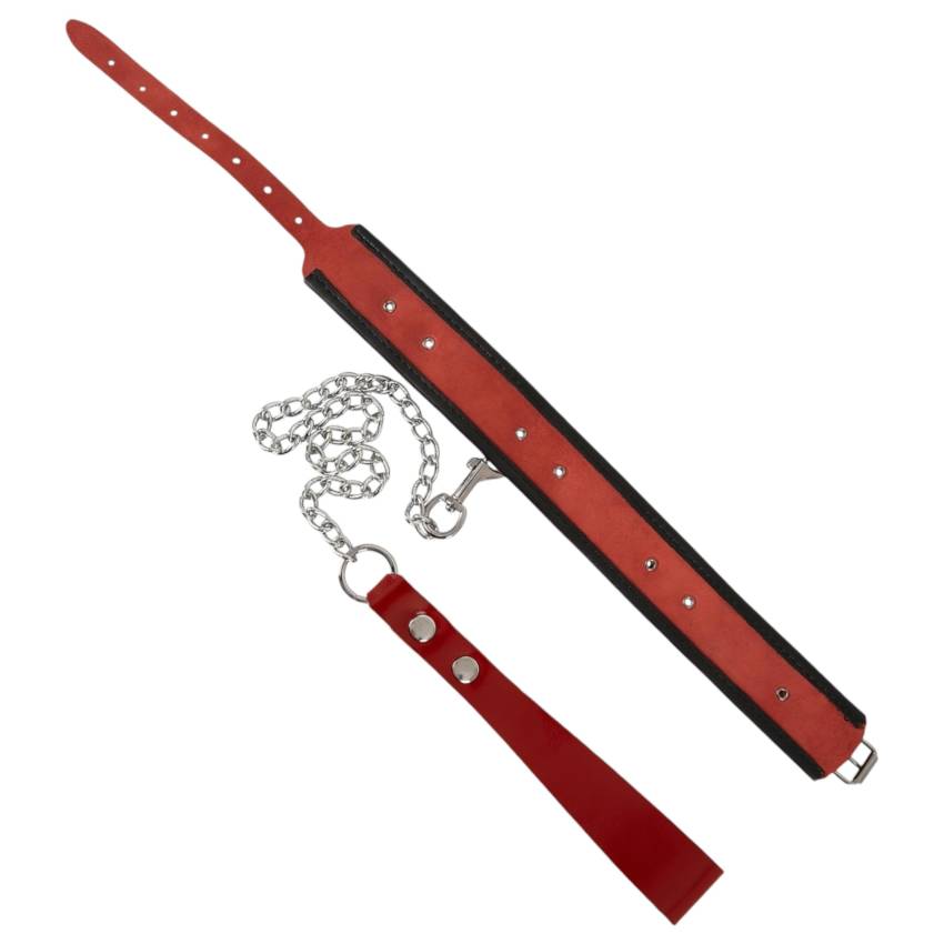 ZADO - bőr nyakörv és póráz (piros) - Image 6