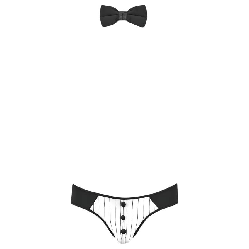 Svenjoyment - férfi pincér tanga jelmez szett (fekete-fehér) - Image 6