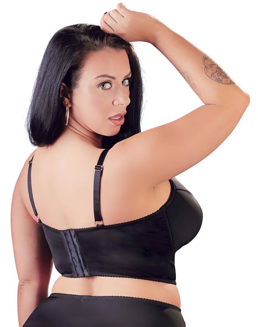 / Cottelli Plus Size - pántos-csipkés melltartó (fekete) - Image 5