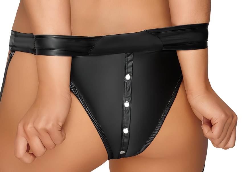 Cottelli Bondage - fényes melltartó szett bilincsekkel (fekete) - Image 10