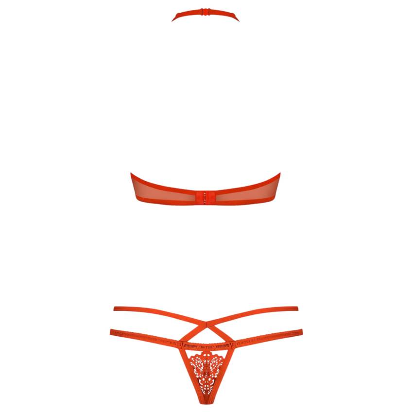 Obsessive 838-SET-3 - pántos csipke melltartó szett (piros) - Image 4