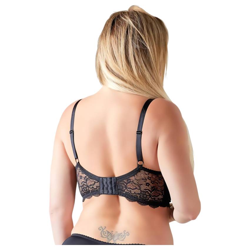 / Cottelli Plus Size - pántos, gyűrűs mellemelő (fekete) - Image 3