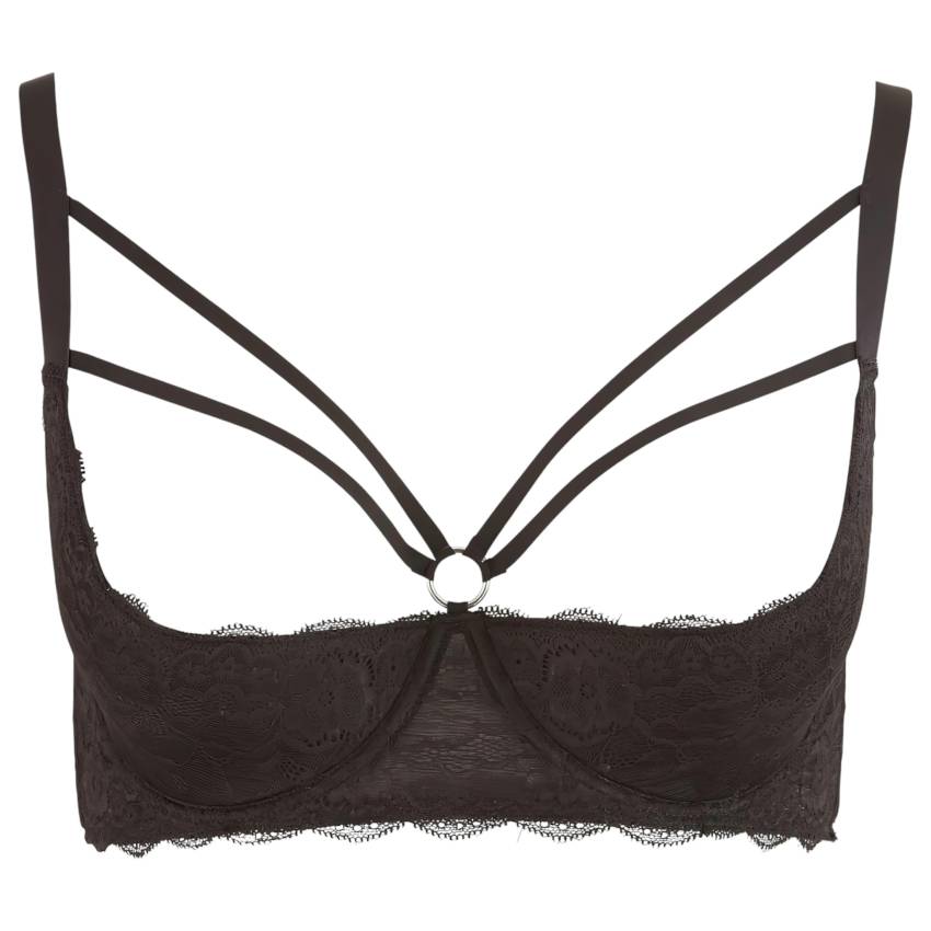 / Cottelli Plus Size - pántos, gyűrűs mellemelő (fekete) - Image 4