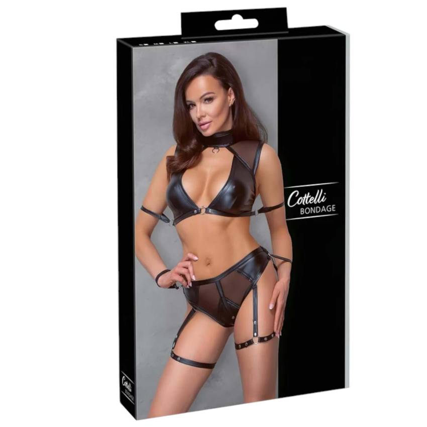Cottelli Bondage - Melltartó szett hálós betéttel (fekete) - Image 2