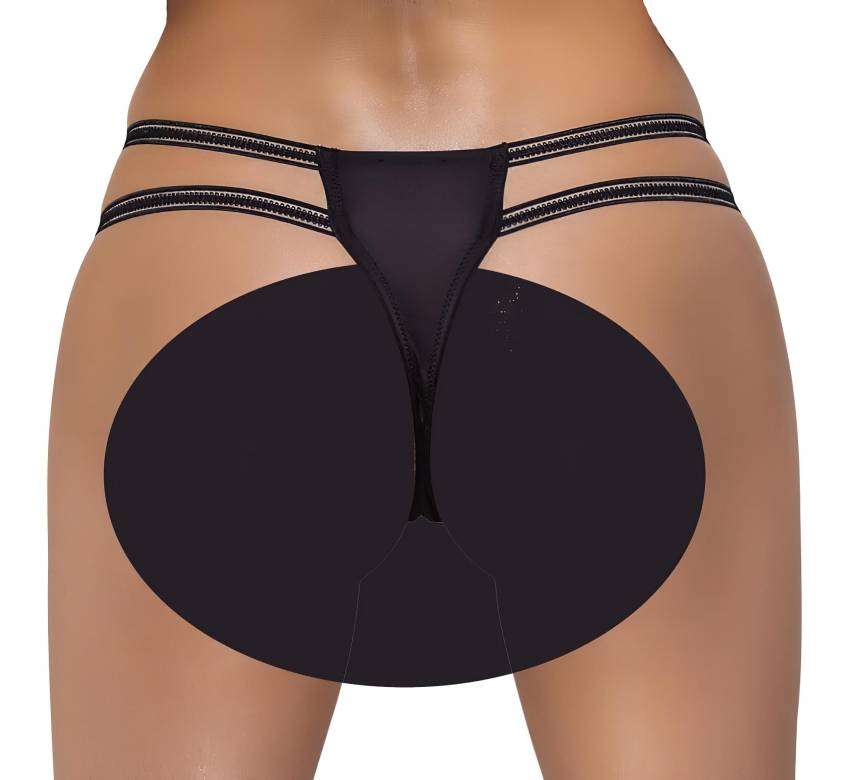 Cottelli - luxus, nyitott, gyűrűs tanga (fekete) - Image 4