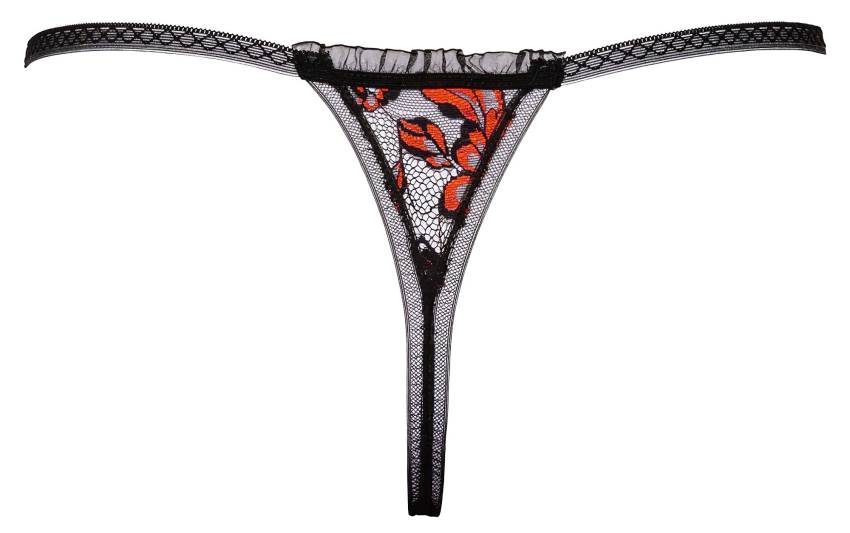 Cottelli - luxus, rózsás gyöngyös tanga (fekete) - Image 6