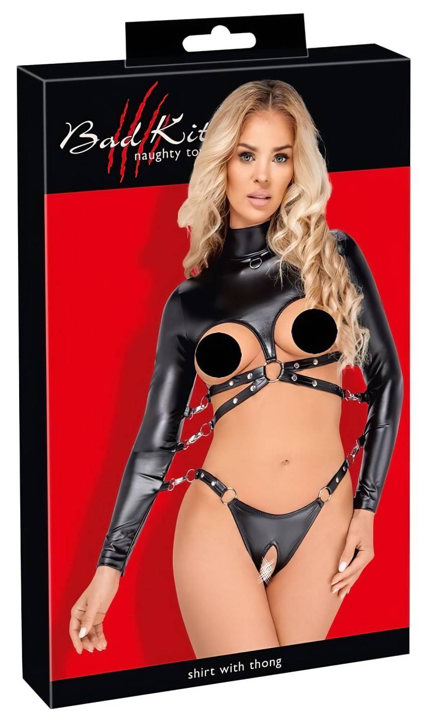 Bad Kitty - nyitott mellű bondage szett (fekete) - Image 6