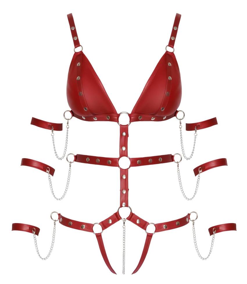 Bad Kitty - szegecses bondage body (piros) - Image 7