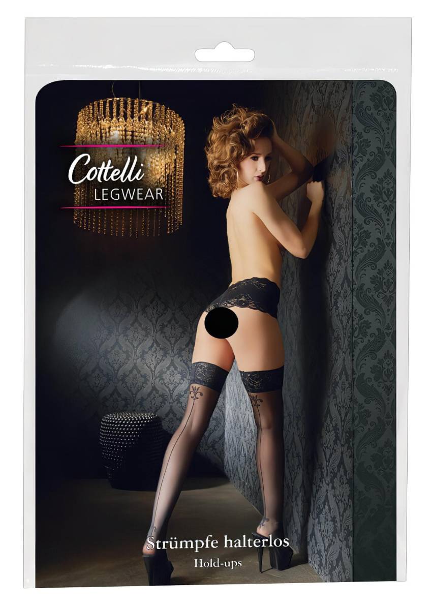 Cottelli - liliom mintás, csíkos combfix (fekete) - Image 3