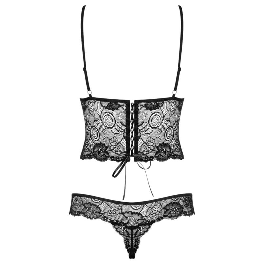 Obsessive Alluria - virágos csipke body (fekete) - Image 4