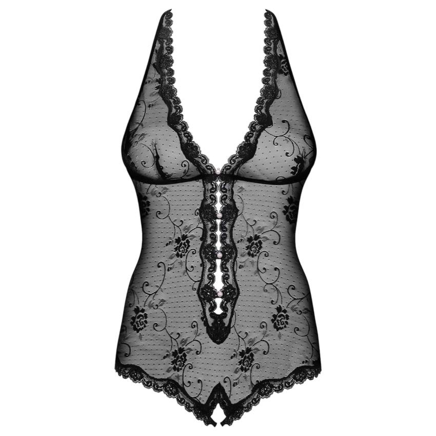 Obsessive Fiorenta - gyöngyös, nyitott, csipke body (fekete) - Image 3