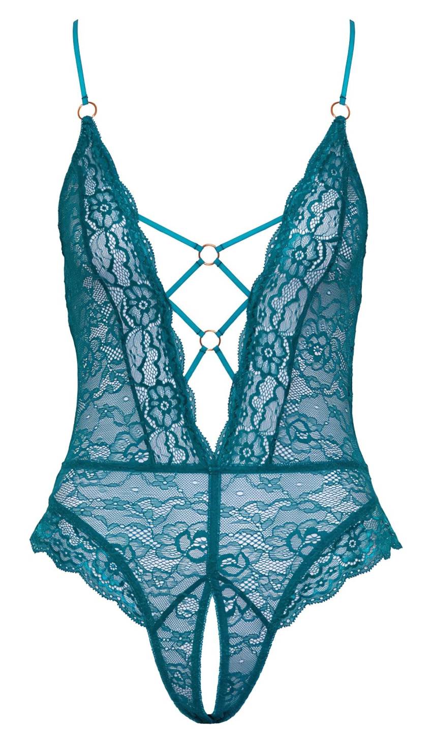 Cottelli - fűzős csipkés, nyitott body (zöld) - Image 6