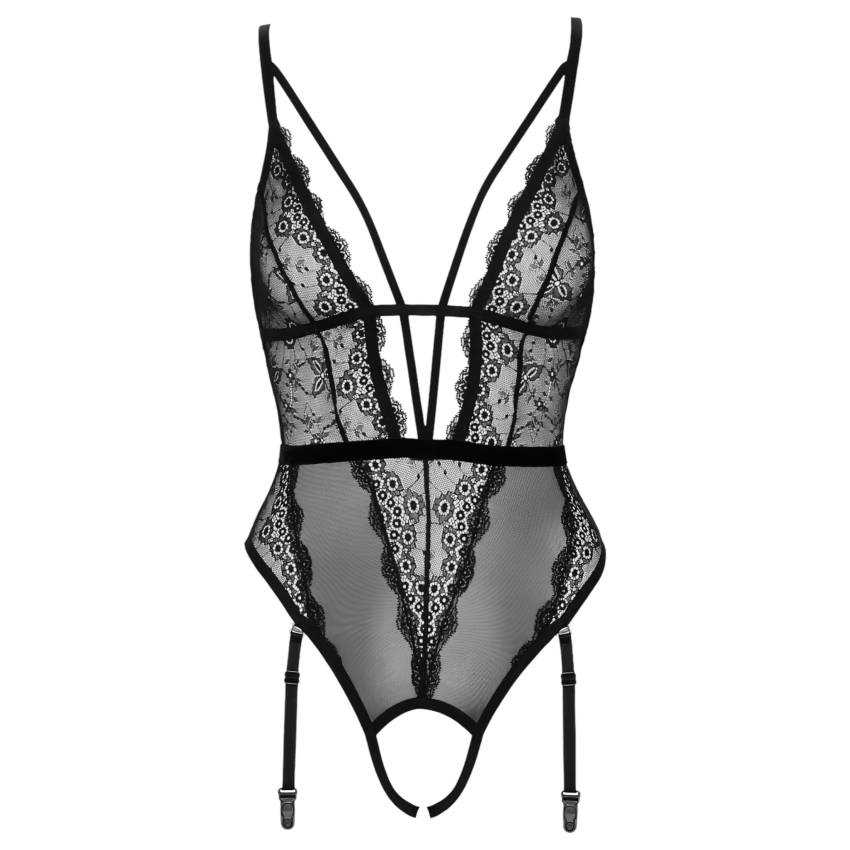 Cottelli - nyitott, pántos body harisnyatartóval (fekete) - Image 6