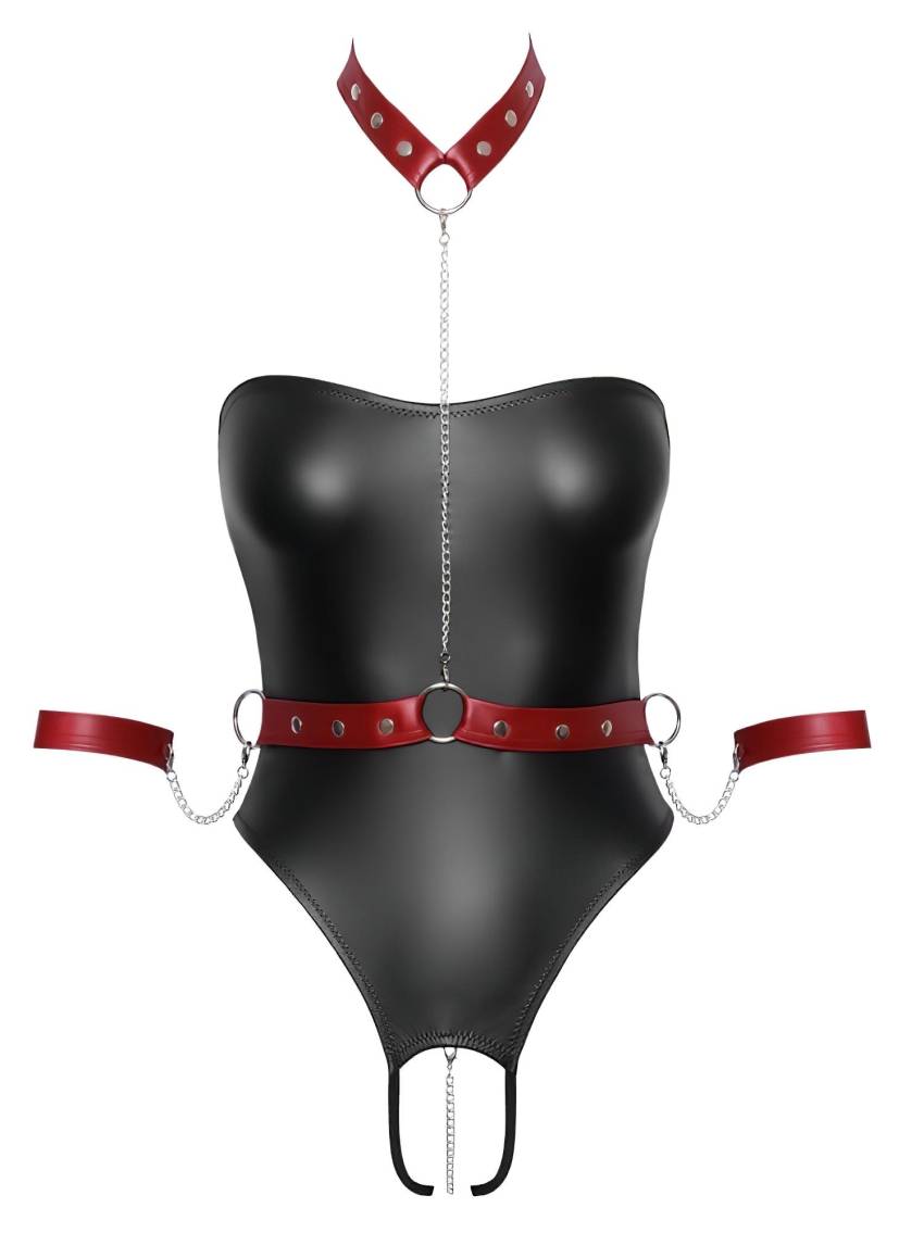 Cottelli Bondage - fényes body és kar bilincs (fekete) - Image 8