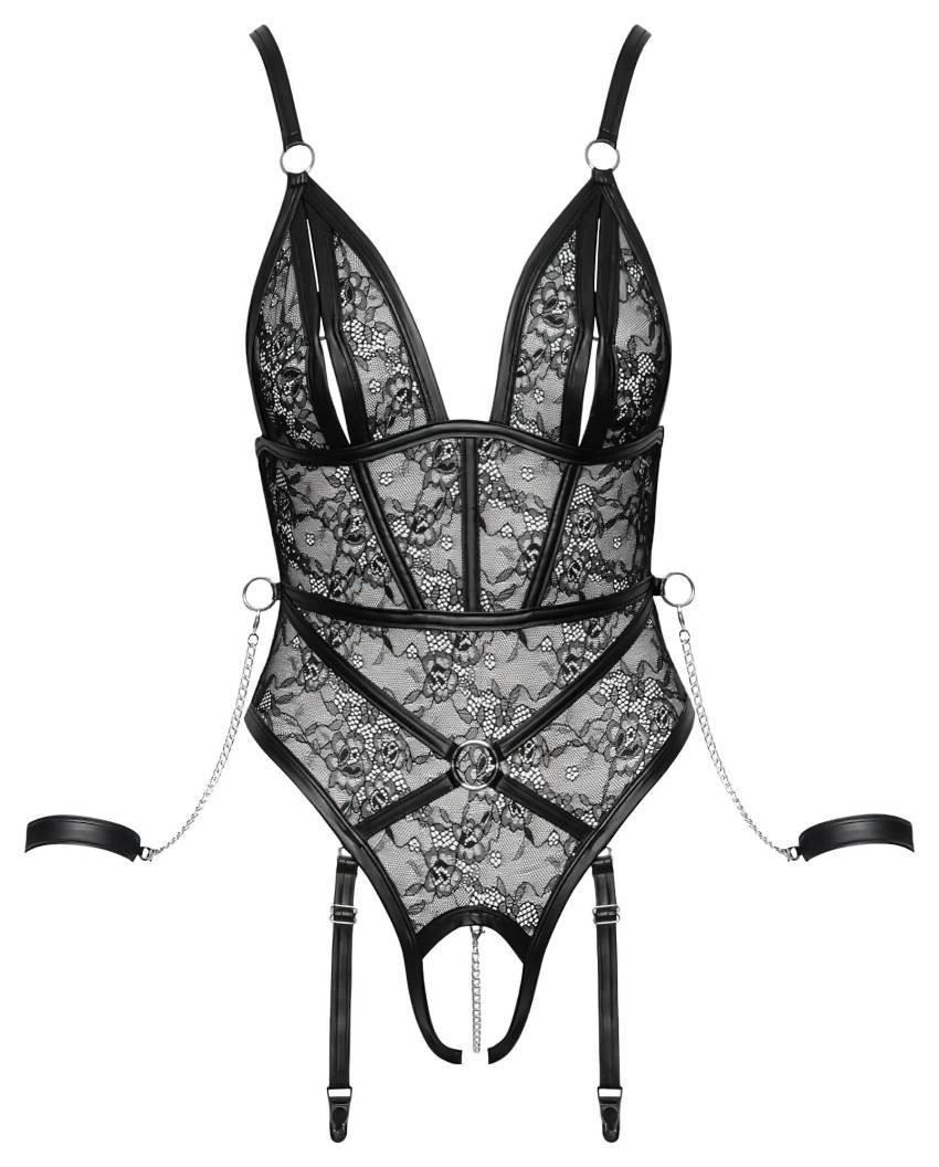 Cottelli Bondage - nyitott body bilinccsel (fekete) - Image 10
