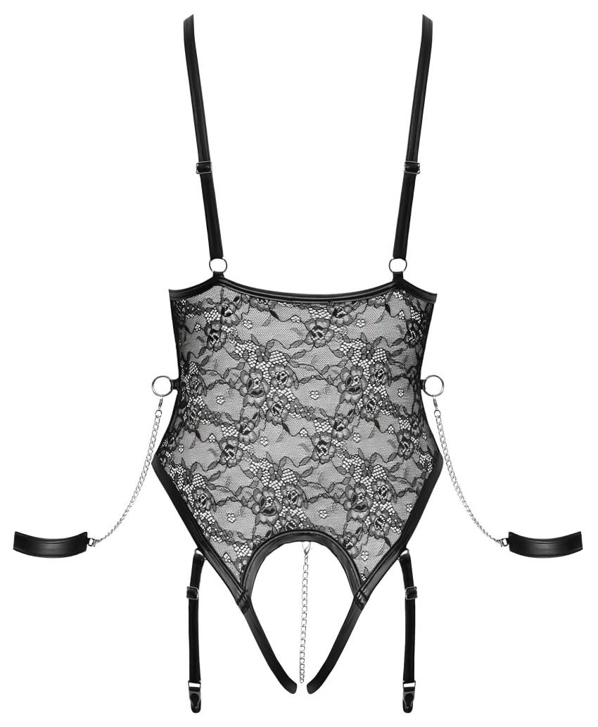 Cottelli Bondage - nyitott body bilinccsel (fekete) - Image 11