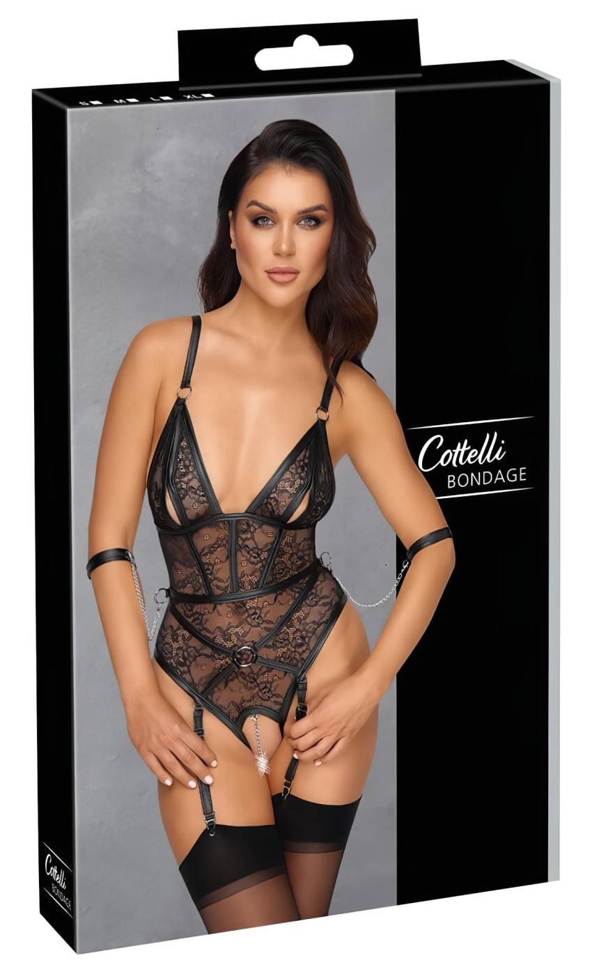 Cottelli Bondage - nyitott body bilinccsel (fekete) - Image 13