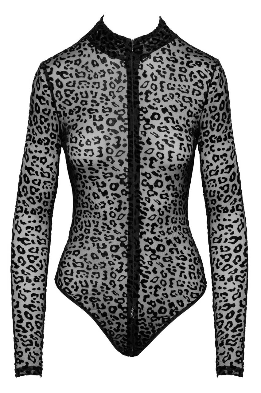 / Noir - leopárd mintás, hosszúujjú body (fekete) - Image 7