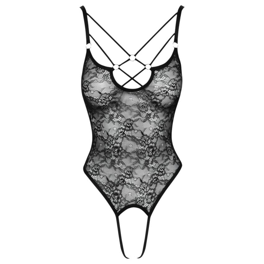 Cottelli - átlátszó, nyitott csipke body (fekete) - Image 6