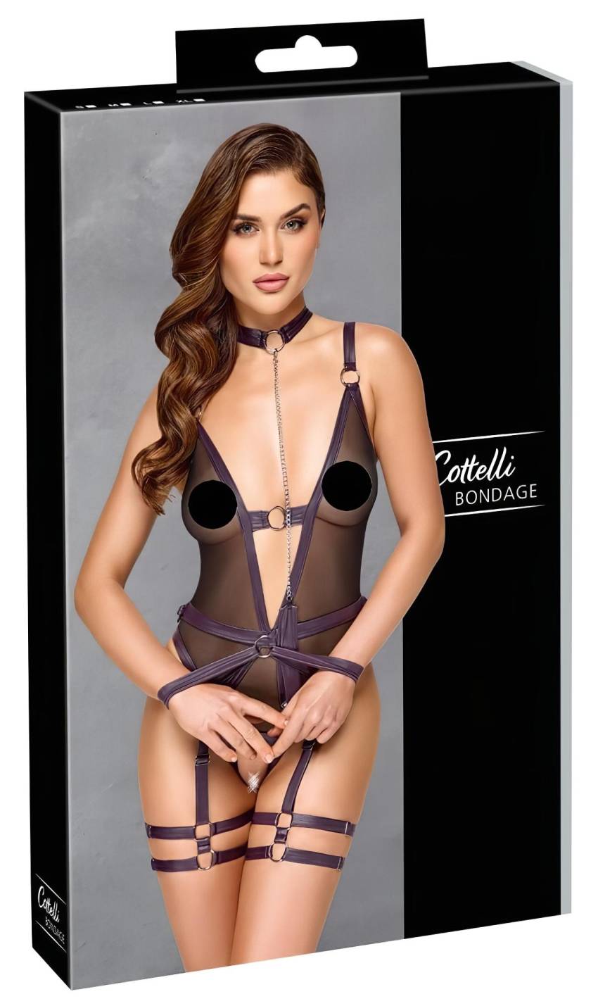 Cottelli Bondage - nyitott body és kar bilincs (fekete) - Image 9