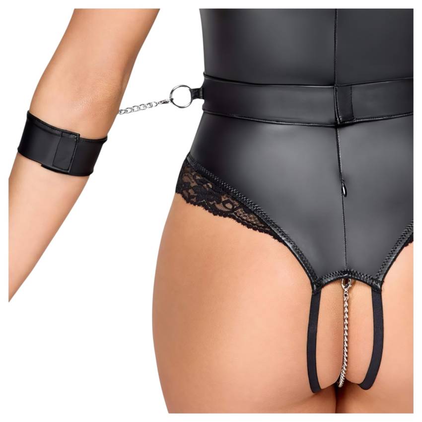Cottelli Bondage - nyitott cici villantós body (fekete) - Image 5