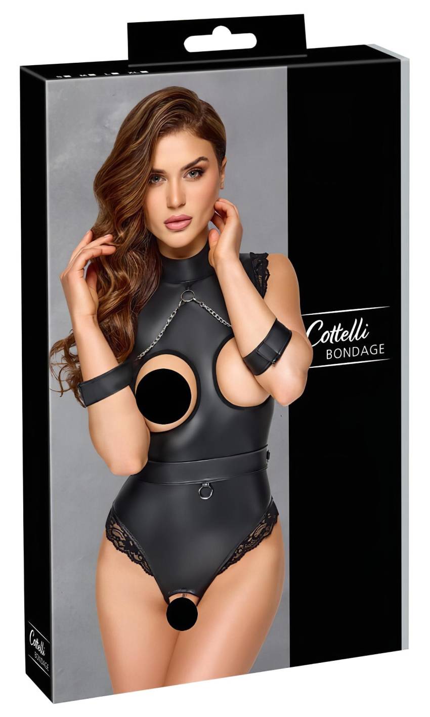 Cottelli Bondage - nyitott cici villantós body (fekete) - Image 8