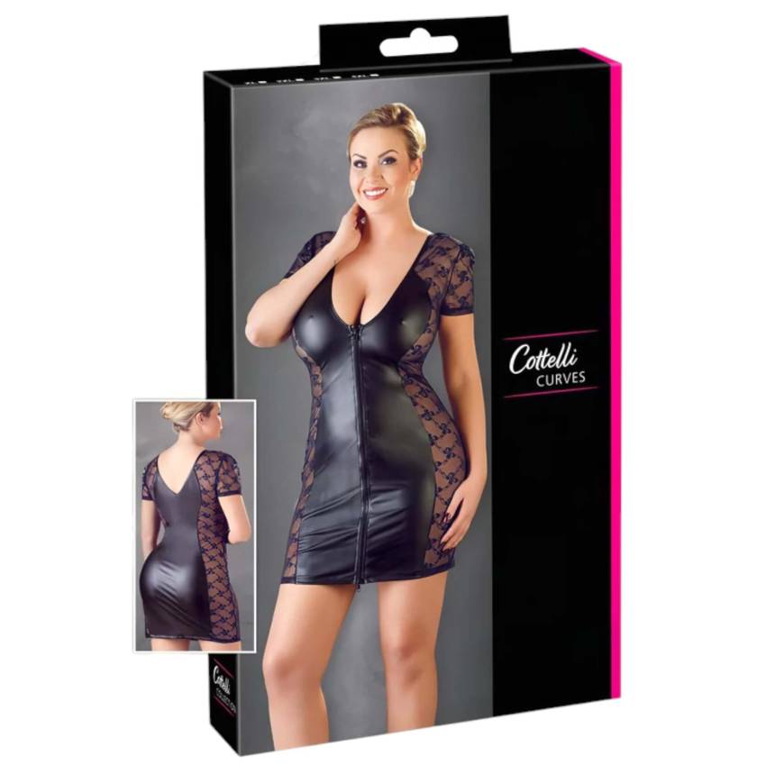 Cottelli Plus Size - masnis, csipkés kombinált ruha (fekete) - Image 2