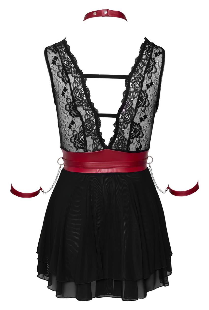 / Cottelli Bondage - nyakpántos csipkés babydoll (fekete) - Image 7