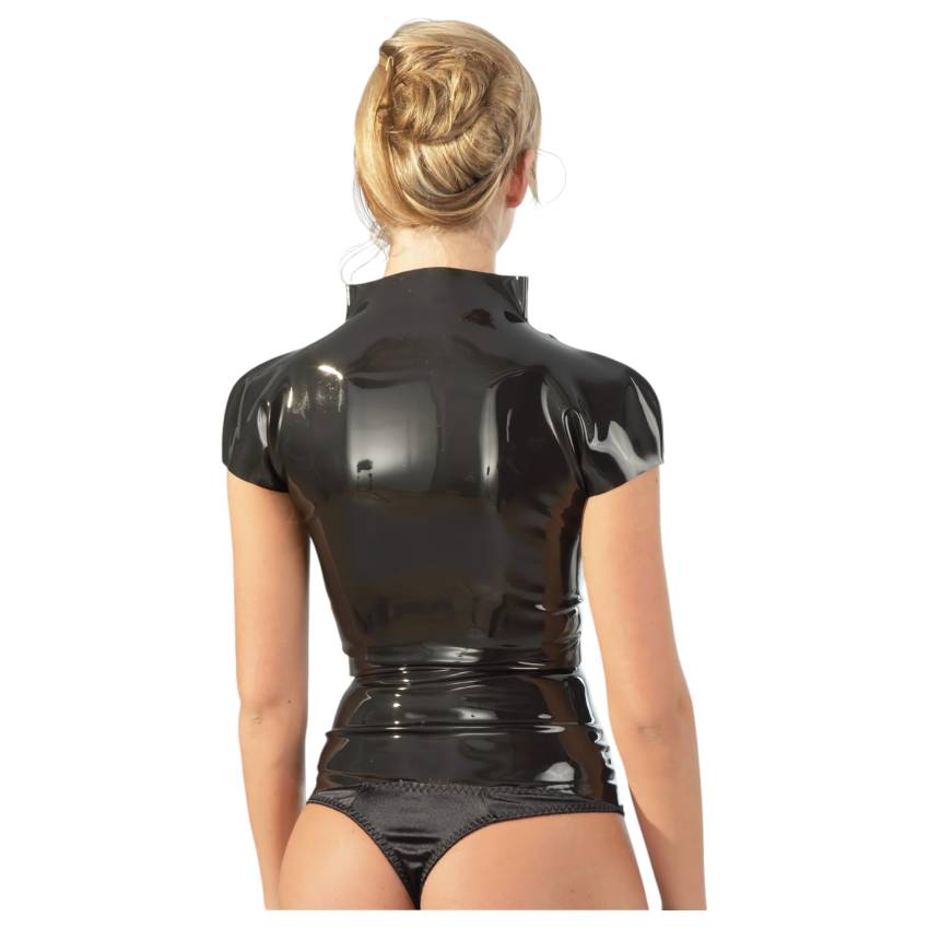 LATEX - cipzáras, rövidujjú női felső (fekete) - Image 2