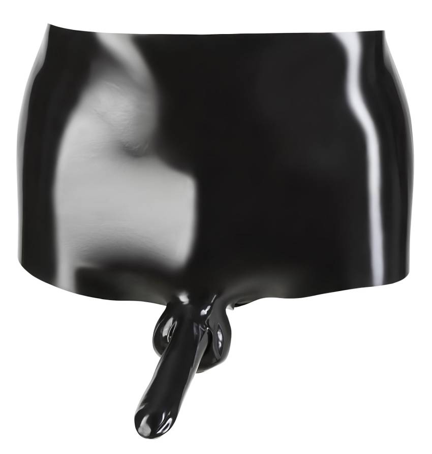 LATEX - boxer + péniszköpeny (fekete) - Image 3