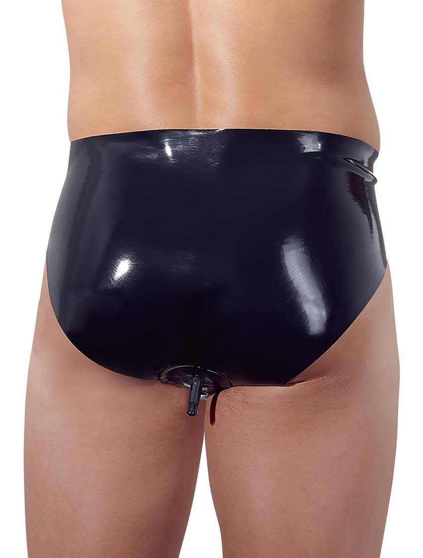 LATEX - férfi alsó belső kúpos anál dildóval (fekete) - Image 6