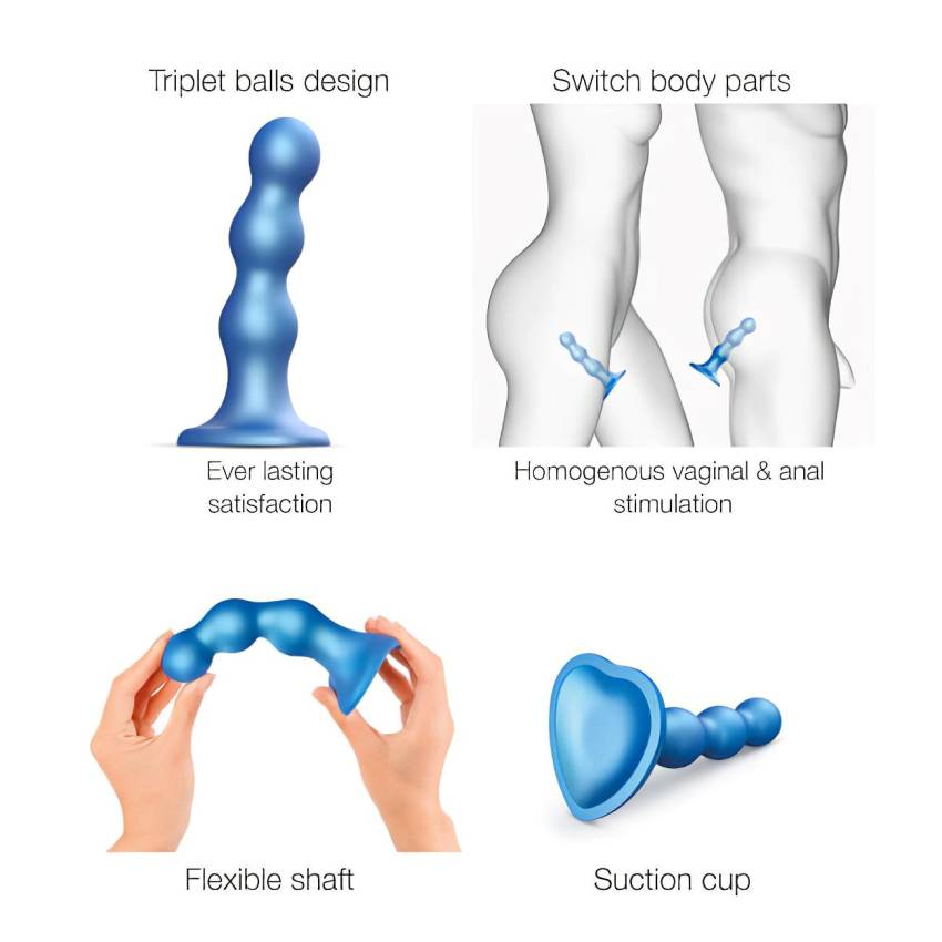 / Strap-on-me Balls L - gömbös, tapadókorongos dildó (kék) - Image 3