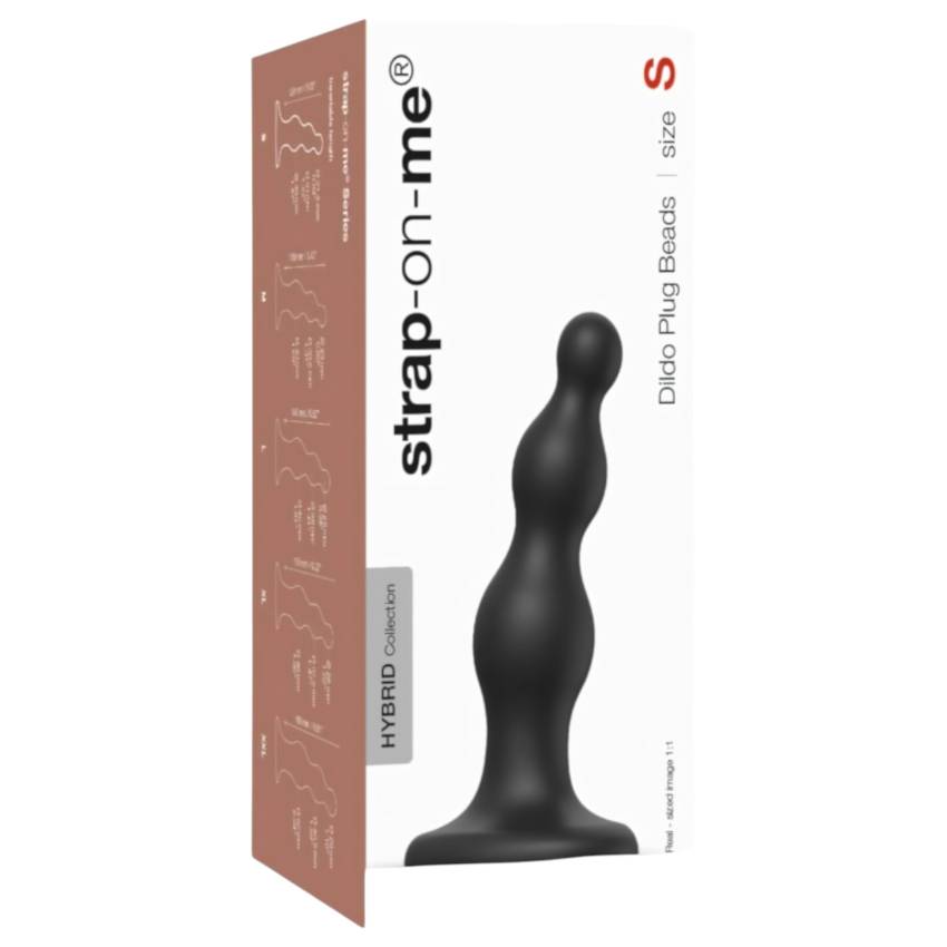 Strap-on-me Beads S - gyöngyös, tapadókorongos dildó (fekete) - Image 6