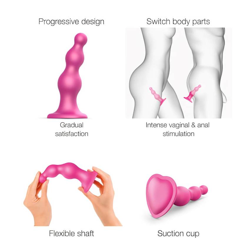 Strap-on-me Beads S - gyöngyös, tapadókorongos dildó (pink) - Image 2