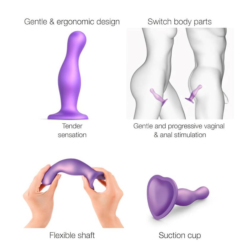 Strap-on-me Curvy S - hullámos, tapadókorongos dildó (lila) - Image 2