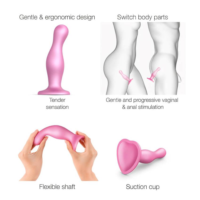 Strap-on-me Curvy M - hullámos, tapadókorongos dildó (pink) - Image 2