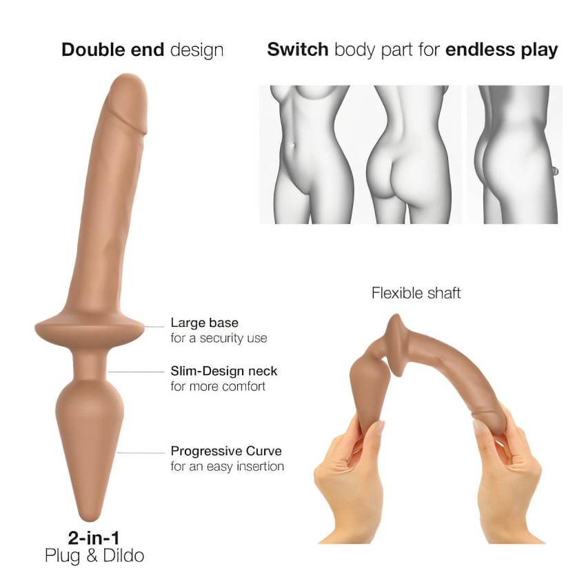 / Strap-on-me Swith Realistic S - 2in1 szilikon dildó (natúr) - Image 2