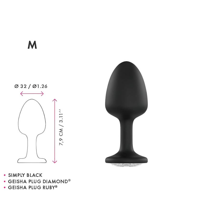 Dorcel Geisha Plug Diamond M - fehér köves anál plug (fekete) - Image 6