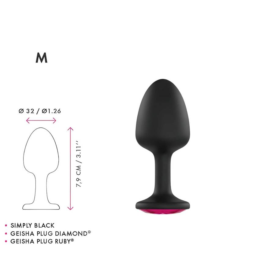Dorcel Geisha Plug Ruby M - pink köves anál plug (fekete) - Image 2