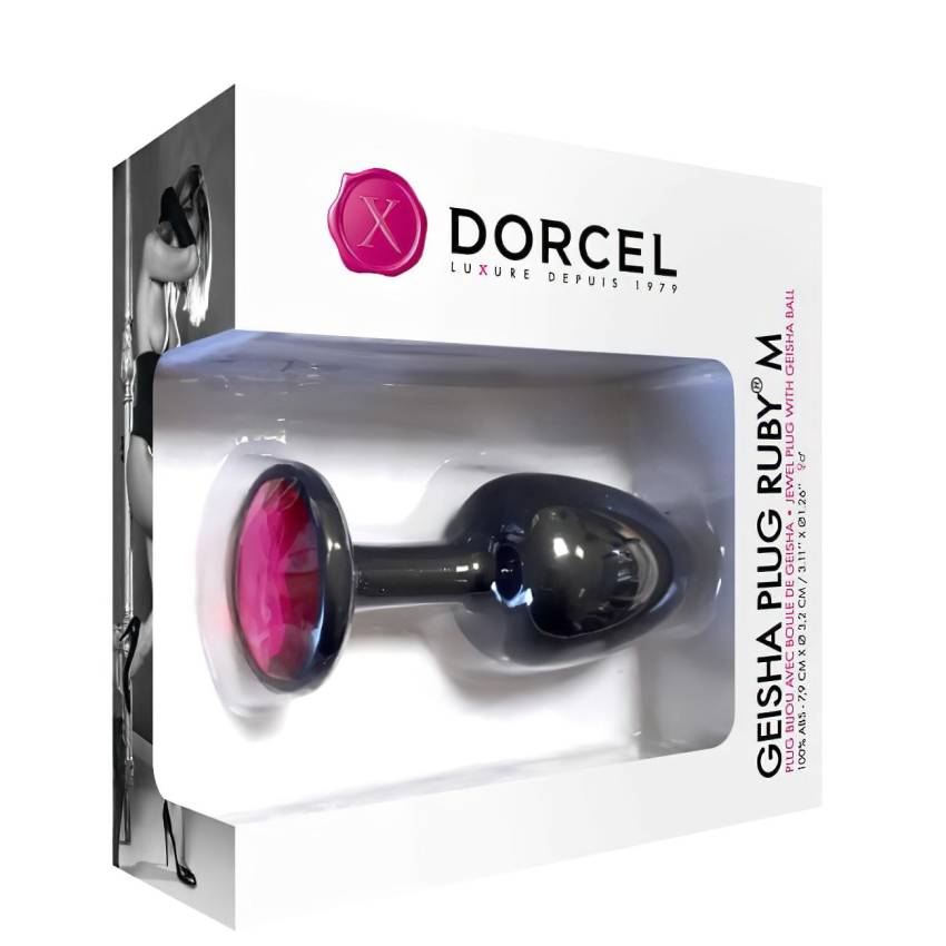 Dorcel Geisha Plug Ruby M - pink köves anál plug (fekete) - Image 6