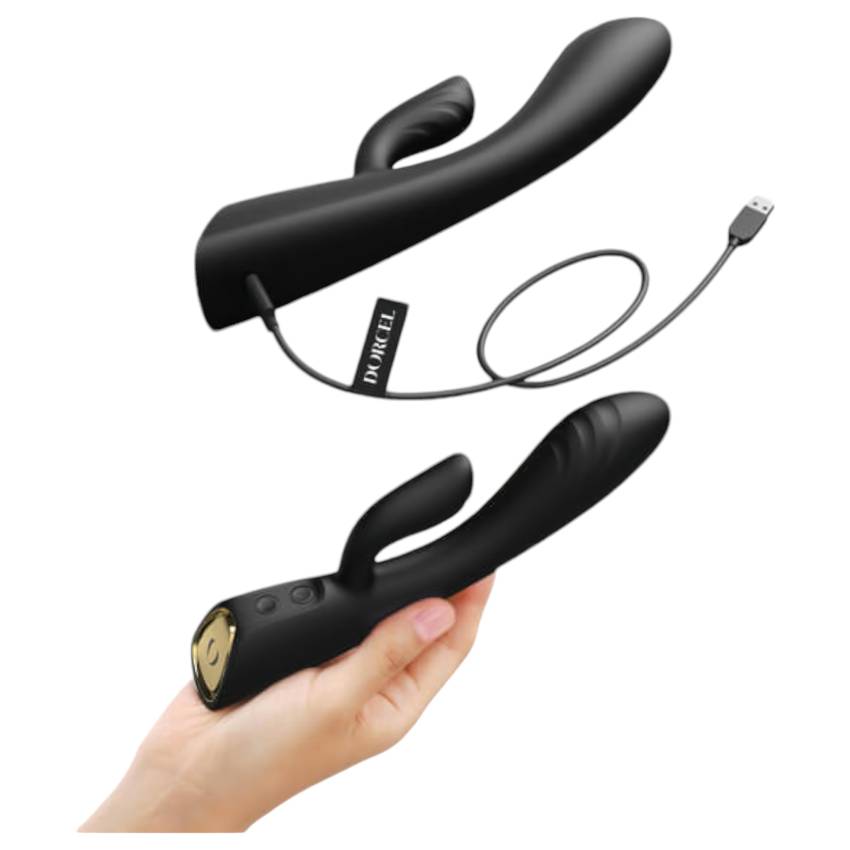 Dorcel Flexi Rabbit - melegítő csiklókaros vibrátor (fekete) - Image 4