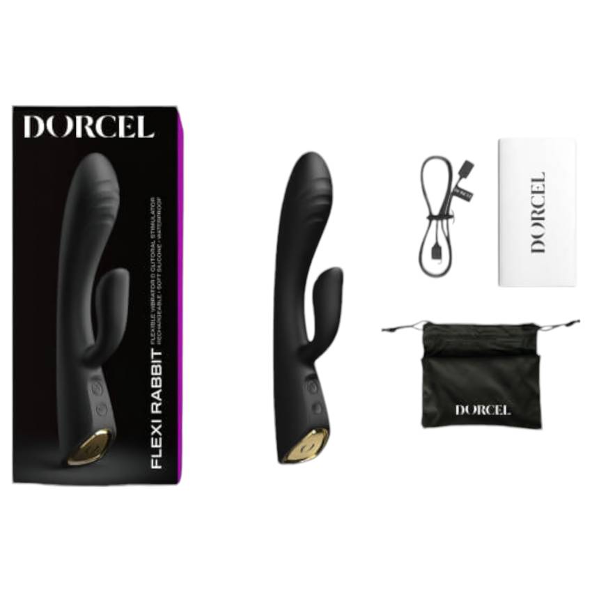 Dorcel Flexi Rabbit - melegítő csiklókaros vibrátor (fekete) - Image 6