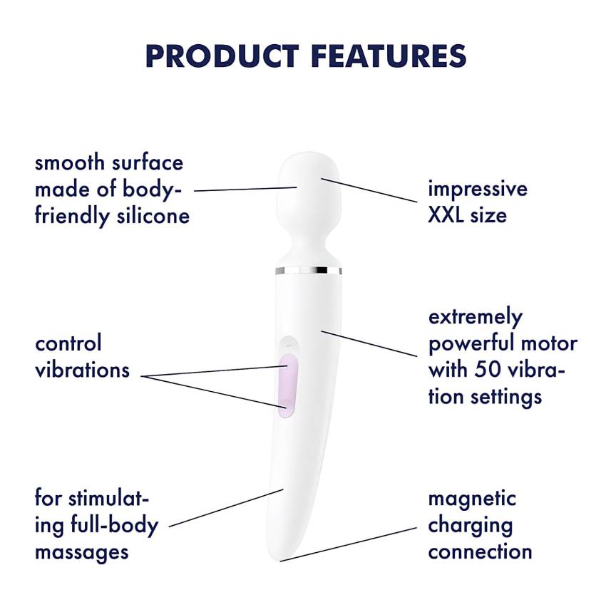 Satisfyer Wand-er Woman - vízálló masszírozó vibrátor (fehér) - Image 7