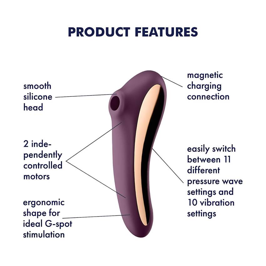 Satisfyer Dual Kiss - 2in1, hüvelyi és csikló vibrátor (lila) - Image 2