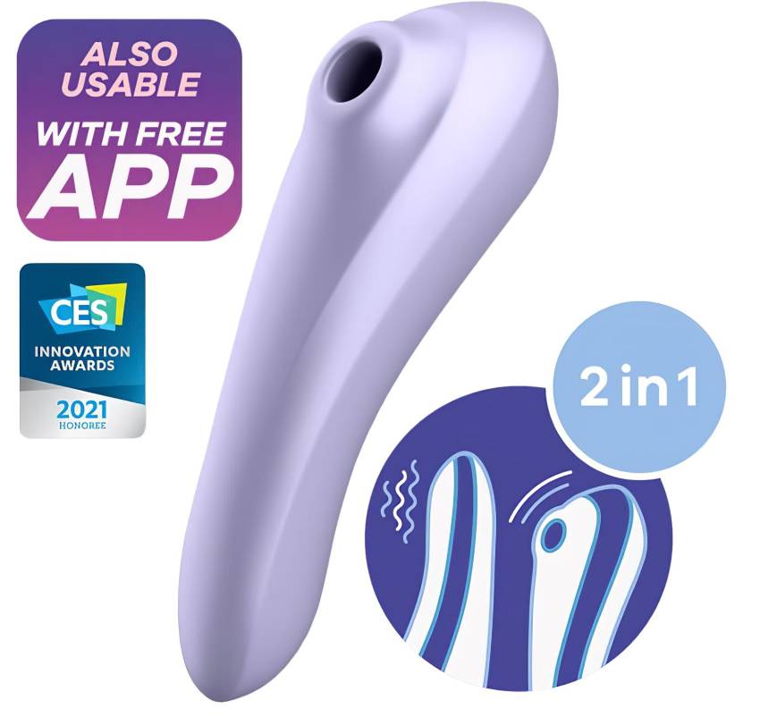 Satisfyer Dual Pleasure - okos léghullámos 2in1 vibrátor (lila) - Image 6