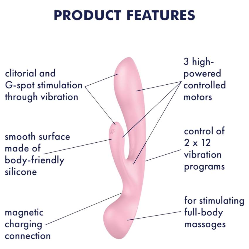 Satisfyer Triple Oh - akkus, csiklókaros vibrátor (pink) - Image 8