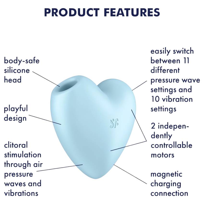 Satisfyer Cutie Heart - akkus léghullámos csikló vibrátor (kék) - Image 8