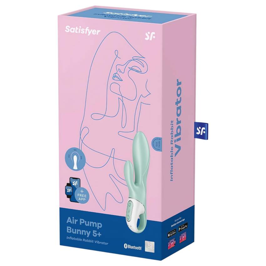 Satisfyer Air Pump Bunny 5 - okos pumpálható vibrátor (menta) - Image 5