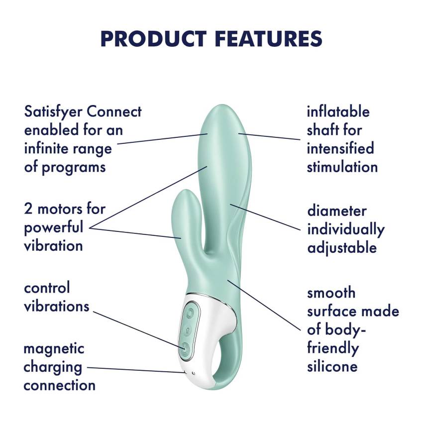 Satisfyer Air Pump Bunny 5 - okos pumpálható vibrátor (menta) - Image 7