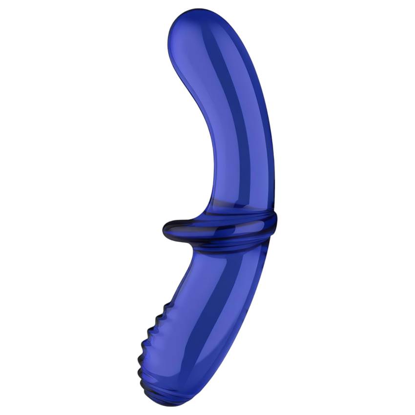 Satisfyer Double Crystal - kétvégű üveg dildó (kék) - Image 2
